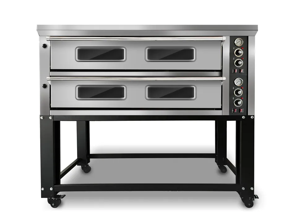 Horno eléctrico Euroital PS-802 de dos cámaras, sobre su base con ruedas